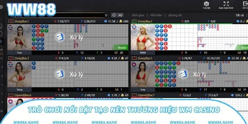 Trò chơi nổi bật tạo nên thương hiệu WM Casino